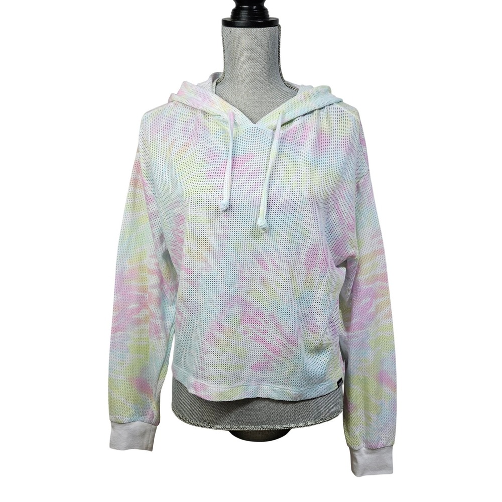 PINK Victoria's Secret Pastel Tie Dye Mesh Cropped Pullover Hoodie S New